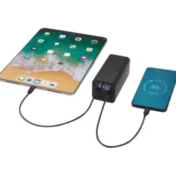 Acamar powerbank do laptopa o pojemności 20 000 mAh i mocy 70 W z aluminium z recyklingu / Czarny 12444090