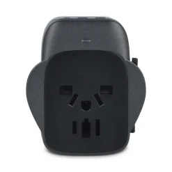 Adapter podróżny PowerPro wykonany z plastiku pochodzącego z recykling / Czarny LT41029-N0002