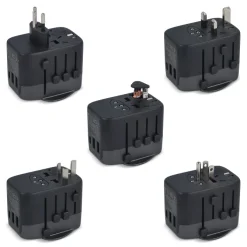 Adapter podróżny PowerPro wykonany z plastiku pochodzącego z recykling / Czarny LT41029-N0002