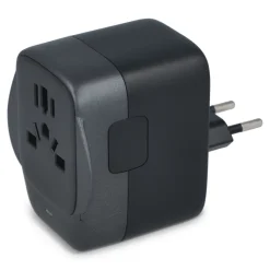 Adapter podróżny PowerPro wykonany z plastiku pochodzącego z recykling / Czarny LT41029-N0002