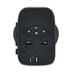Adapter podróżny PowerPro wykonany z plastiku pochodzącego z recykling / Czarny LT41029-N0002