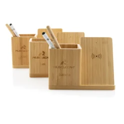 Ładowarka bezprzewodowa 5W, organizer na biurko Calgary / Brązowy P308.479