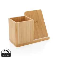 Ładowarka bezprzewodowa 5W, organizer na biurko Calgary / Brązowy P308.479