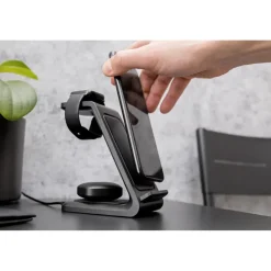 Ładowarka bezprzewodowa 15W, 3 w 1, stojak na telefon | Todd / Czarny V1380-03