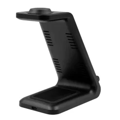 Ładowarka bezprzewodowa 15W, 3 w 1, stojak na telefon | Todd / Czarny V1380-03