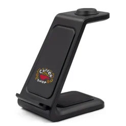 Ładowarka bezprzewodowa 15W, 3 w 1, stojak na telefon | Todd / Czarny V1380-03
