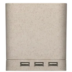 Ładowarka bezprzewodowa 5W ze słomy pszenicznej, hub USB 2.0, pojemnik na przybory do pisania, stojak na telefon / Neutralny V0116-00