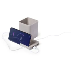 Ładowarka bezprzewodowa 5W ze słomy pszenicznej, hub USB 2.0, pojemnik na przybory do pisania, stojak na telefon / Neutralny V0116-00