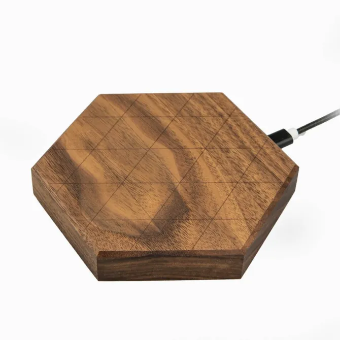 Ładowarka indukcyjna Slim Hexagon / Drewniany - orzech BWD06721