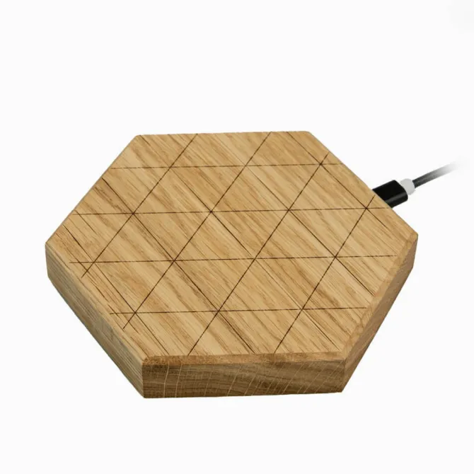 Ładowarka indukcyjna Slim Hexagon / Drewniany - dąb BWD06722