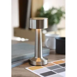 Akumulatorowa metalowa lampa stoło / Srebrny Mat MO2478-16