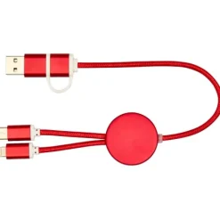 Alasia kabel do synchronizacji danych i szybkiego ładowania 5 w 1 27 W o długości 30 cm z tworzyw sztucznych i aluminium pochodzących z recyklingu / Czerwony 12442421