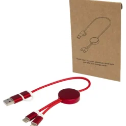 Alasia kabel do synchronizacji danych i szybkiego ładowania 5 w 1 27 W o długości 30 cm z tworzyw sztucznych i aluminium pochodzących z recyklingu / Czerwony 12442421