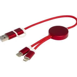 Alasia kabel do synchronizacji danych i szybkiego ładowania 5 w 1 27 W o długości 30 cm z tworzyw sztucznych i aluminium pochodzących z recyklingu / Czerwony 12442421