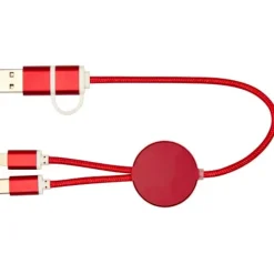 Alasia kabel do synchronizacji danych i szybkiego ładowania 5 w 1 27 W o długości 30 cm z tworzyw sztucznych i aluminium pochodzących z recyklingu / Czerwony 12442421