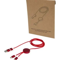 Alasia kabel do synchronizacji danych i szybkiego ładowania 5 w 1 27 W o długości 150 cm z tworzyw sztucznych i aluminium pochodzących z recyklingu / Czerwony 12442521