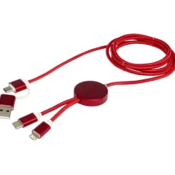Alasia kabel do synchronizacji danych i szybkiego ładowania 5 w 1 27 W o długości 150 cm z tworzyw sztucznych i aluminium pochodzących z recyklingu / Czerwony 12442521