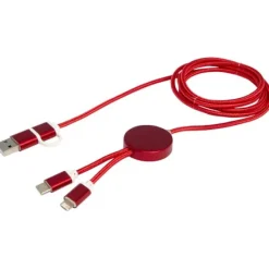 Alasia kabel do synchronizacji danych i szybkiego ładowania 5 w 1 27 W o długości 150 cm z tworzyw sztucznych i aluminium pochodzących z recyklingu / Czerwony 12442521