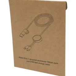 Alasia kabel do synchronizacji danych i szybkiego ładowania 5 w 1 27 W o długości 150 cm z tworzyw sztucznych i aluminium pochodzących z recyklingu / Czarny 12442590