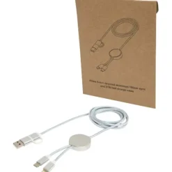 Alasia kabel do synchronizacji danych i szybkiego ładowania 5 w 1 27 W o długości 150 cm z tworzyw sztucznych i aluminium pochodzących z recyklingu / Czarny 12442590