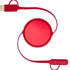 Alasia zwijany kabel do synchronizacji danych i szybkiego ładowania 5 w 1 45 W o długości 100 cm z tworzyw sztucznych i aluminium pochodzących z recyklingu / Czerwony 12442021