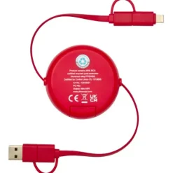 Alasia zwijany kabel do synchronizacji danych i szybkiego ładowania 5 w 1 45 W o długości 100 cm z tworzyw sztucznych i aluminium pochodzących z recyklingu / Czerwony 12442021