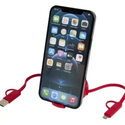 Alasia zwijany kabel do synchronizacji danych i szybkiego ładowania 5 w 1 45 W o długości 100 cm z tworzyw sztucznych i aluminium pochodzących z recyklingu / Czerwony 12442021
