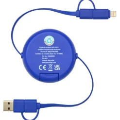 Alasia zwijany kabel do synchronizacji danych i szybkiego ładowania 5 w 1 45 W o długości 100 cm z tworzyw sztucznych i aluminium pochodzących z recyklingu / Błękit królewski 12442053