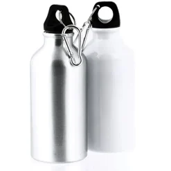 Aluminiowa butelka pod sublimację, z karabińczykiem, 400 ml / Ollaf / Biały IP30038200