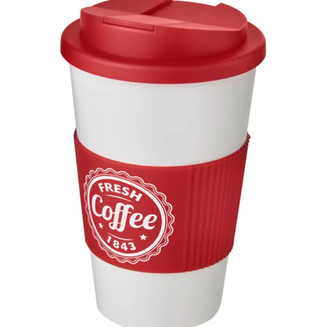 Americano® 350 ml tumbler with grip & spill-proof lid / Biały 21069602