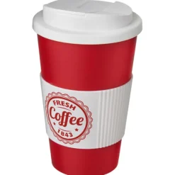 Americano® 350 ml tumbler with grip & spill-proof lid / Czerwony 21069615
