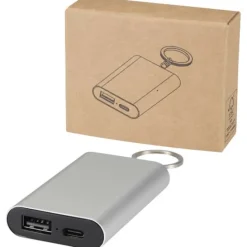 Arcturus powerbank o pojemności 2000 mAh z recyklingowanego aluminium z brelokiem / Srebrny 12451781