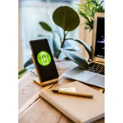Bambusowa ładowarka bezprzewodowa 10W B'RIGHT, stojak na telefon | Wilder / Drewno V0349-17
