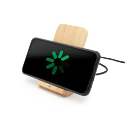 Bambusowa ładowarka bezprzewodowa 10W B'RIGHT, stojak na telefon | Wilder / Drewno V0349-17