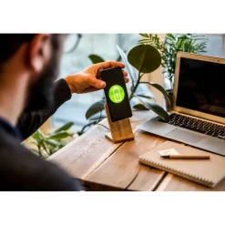 Bambusowa ładowarka bezprzewodowa 10W B'RIGHT, stojak na telefon | Wilder / Drewno V0349-17
