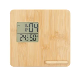 Bambusowa ładowarka bezprzewodowa 10W, stacja pogodowa | Kahele / Jasnobrązowy V8328-18