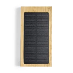 Bambusowy bezprzewodowy power bank 10000 mAh, ładowarka bezprzewodowa 5W, ładowarka słoneczna / Brązowy V8335-16