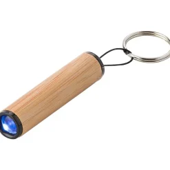 Bambusowy brelok do kluczy, lampka LED / Brązowy V4896-17