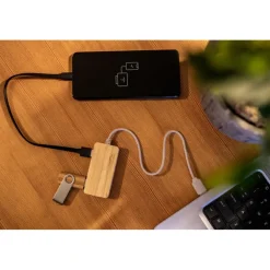 Bambusowy hub USB i USB-C B'RIGHT | Kenzie / Drewno V7283-17