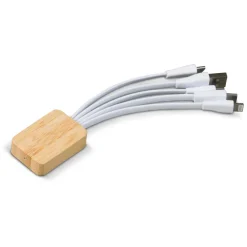 Bambusowy kabel do ładowania z plastiku z recyklingu / Biały LT91194-N0001