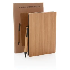 Bambusowy notatnik A5 z bambusowym długopisem / Brązowy P772.159