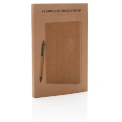 Bambusowy notatnik A5 z bambusowym długopisem / Brązowy P772.159
