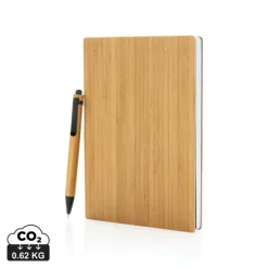 Bambusowy notatnik A5 z bambusowym długopisem / Brązowy P772.159