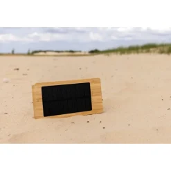 Bambusowy power bank 10000 mAh, ładowarka słoneczna / Brązowy P322.399