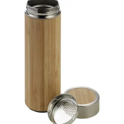 Bambusowy termos 420 ml, posiada sitko zatrzymujące fusy / Jasnobrązowy V0772-18