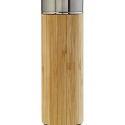 Bambusowy termos 420 ml, posiada sitko zatrzymujące fusy / Jasnobrązowy V0772-18