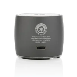 Basowy głośnik bezprzewodowy 3W Swiss Peak, aluminium z recyklingu / Szary P331.002
