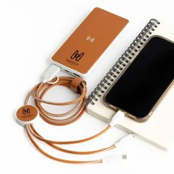 Bezprzewodowy power bank 8 000 mAh z recyklingu / Recybank / Light Brown IP11059438