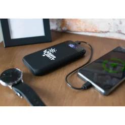 Bezprzewodowy power bank 10000 mAh Exclusive Collection, ładowarka bezprzewodowa 5W-15W | Cory / Czarny V1833-03