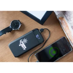 Bezprzewodowy power bank 10000 mAh Exclusive Collection, ładowarka bezprzewodowa 5W-15W | Cory / Czarny V1833-03